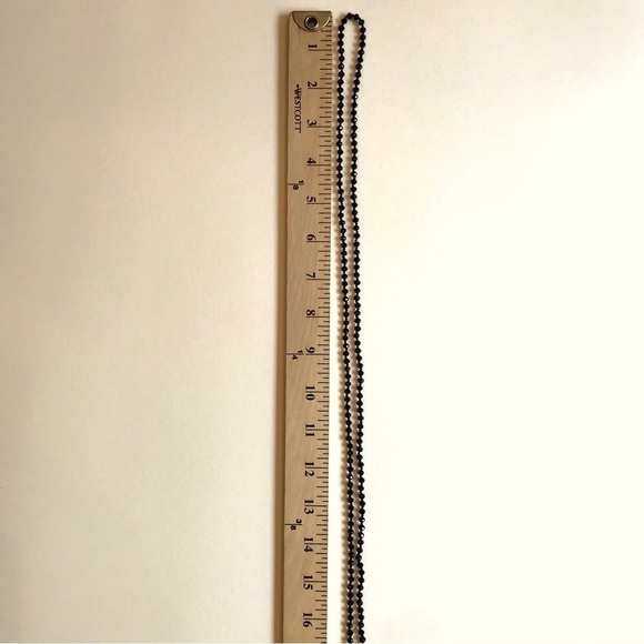 Hand Knotted Tassel Necklace in Black, Blue & Brass, 34”, Great Condition - Picture 6 of 10